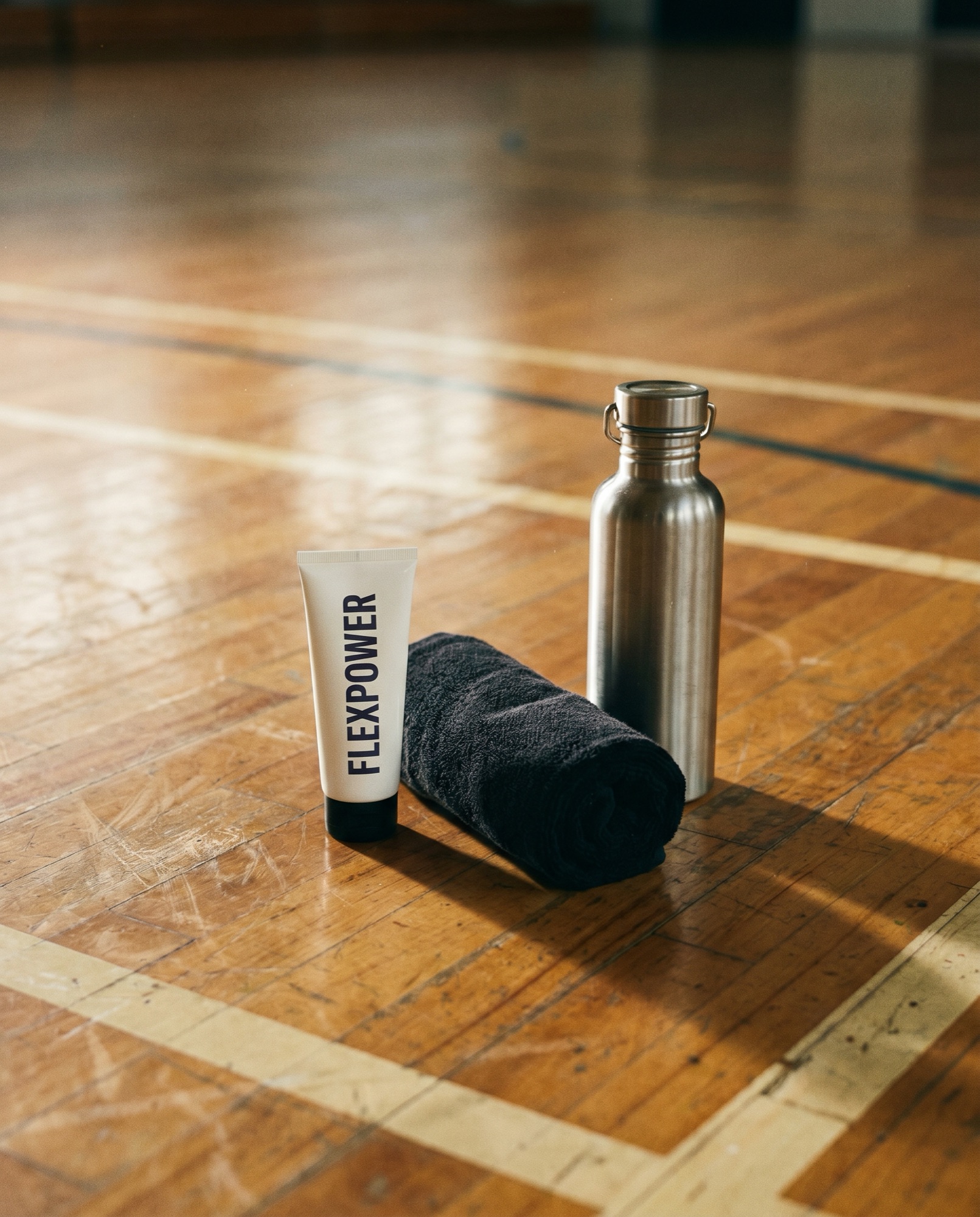 Flexpower tube on a basketball training room bench
